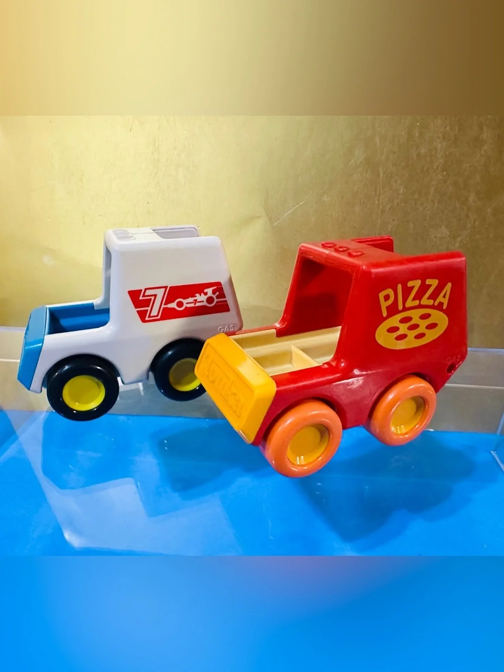 Tonka 80’s My First Tonka Team 7 Truck & Pizza Delivery Truck Li’l Wheels 5”